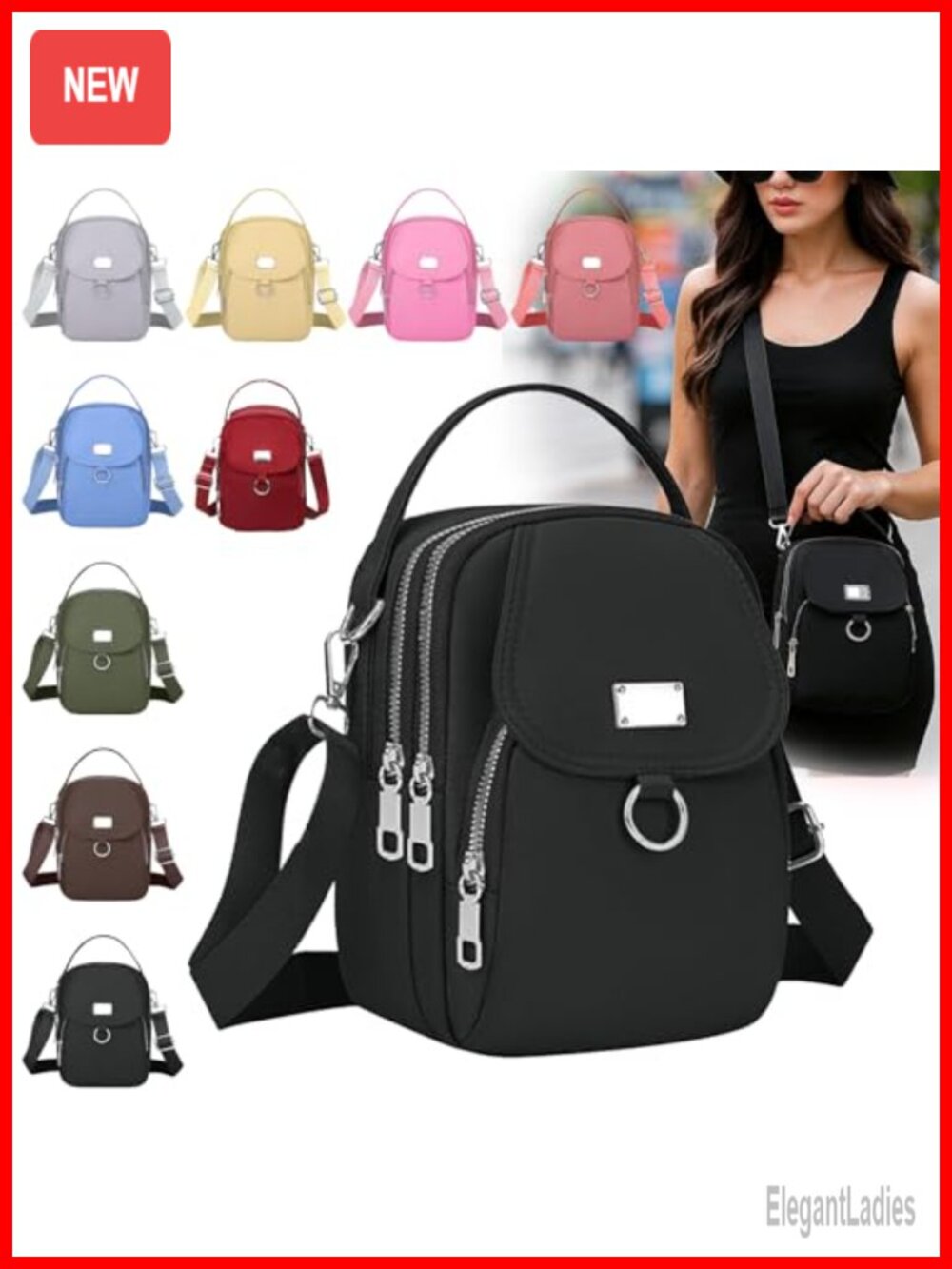Multiple Pockets Crossbody Bag Mini Cell Phone Wallet Purse